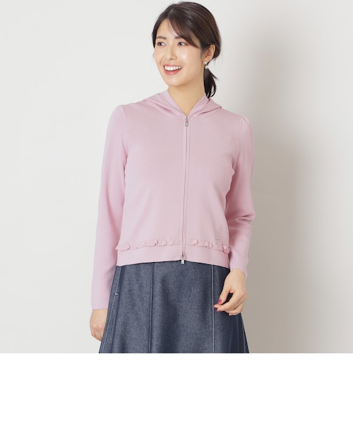 レーヨンナイロン フリルフーディー ニット｜トゥービーシックの通販