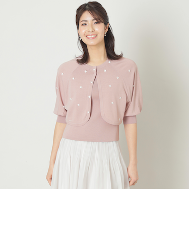 【L】ミニフラワーボレロツインセット