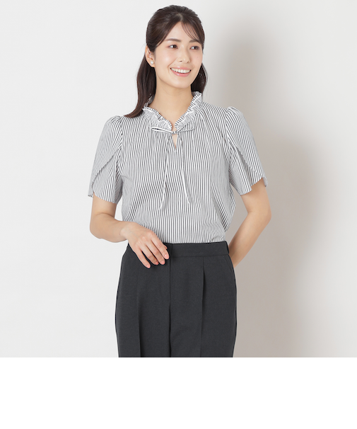 カラミストライプ シャツブラウス