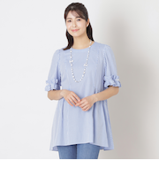 カラミストライプ チュニックブラウス