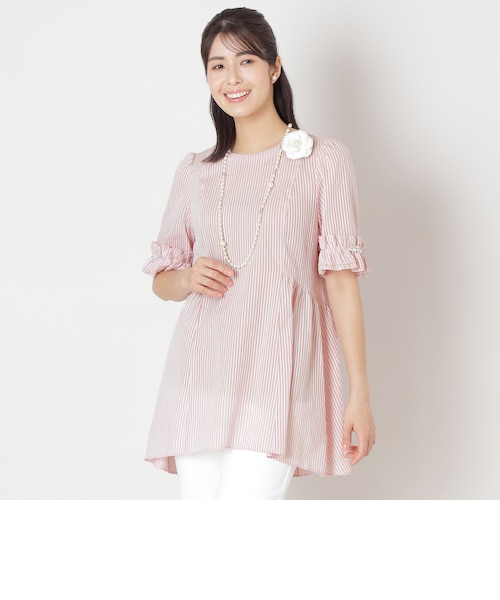 カラミストライプ チュニックブラウス｜トゥービーシックの通販｜&mall