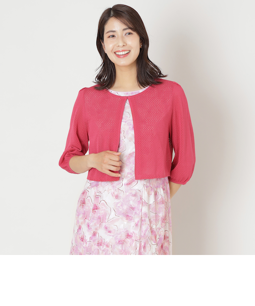 アイレット透かし編み ニットボレロ