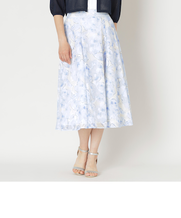 ローズプリントジャカード フレアスカート