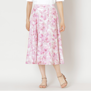 ローズプリントジャカード フレアスカート