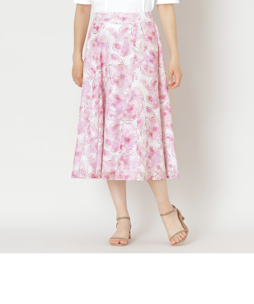 ローズプリントジャカード フレアスカート