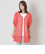 透かし編み ミドルニットカーディガン