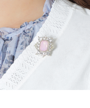 スクエアビジューブローチ