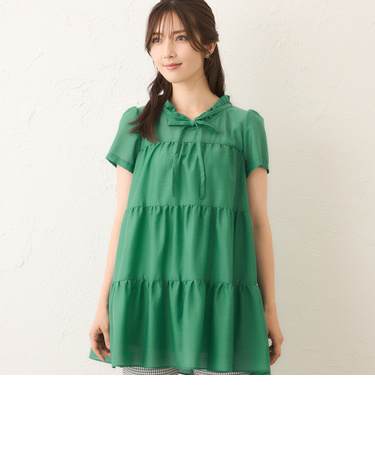 ボイルワッシャーティアード チュニックブラウス