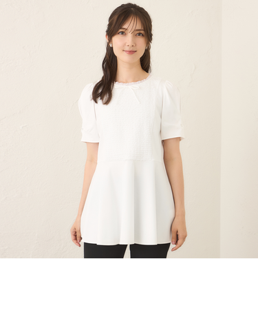 コマフリル カットソーコンビチュニック