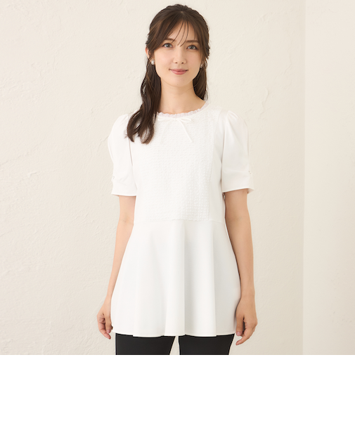 コマフリル カットソーコンビチュニック