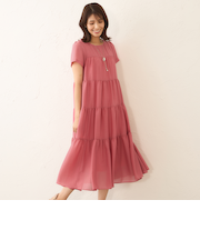 【WEB限定】ボイルワッシャーティアード ドレス