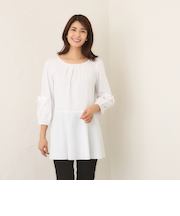 リボンスリーブ　チュニックブラウス