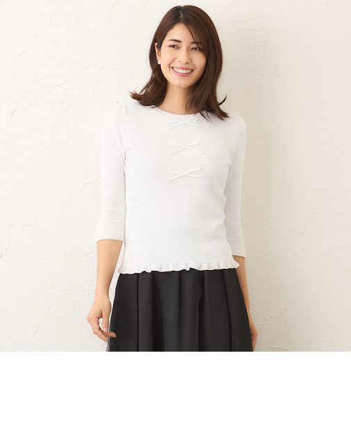 ビジュー＆リボン ニット