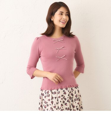 ビジュー＆リボン ニット