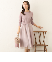 ニットコンビ チュールワンピース