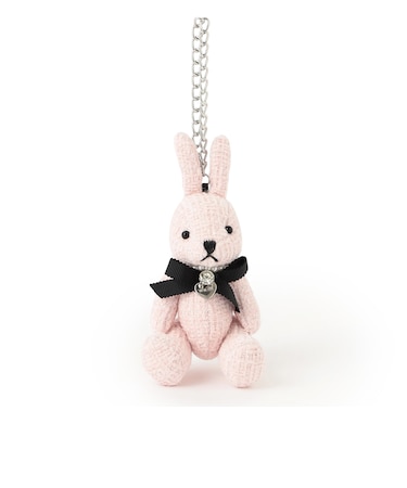 ツイードラビット バッグチャーム【ローズ】
