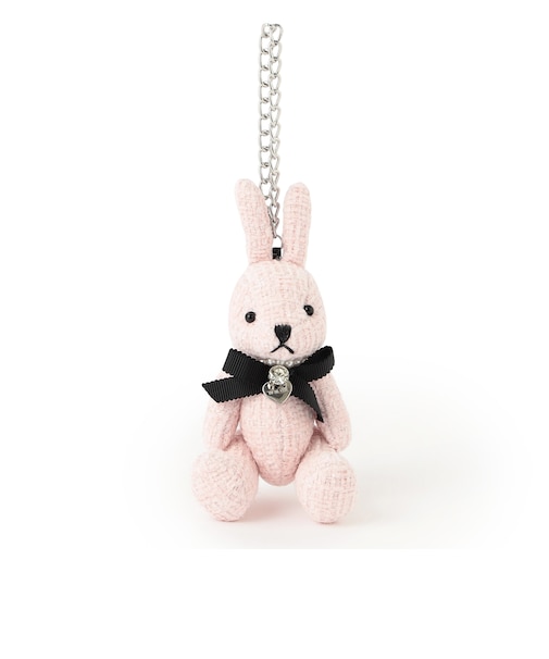 ツイードラビット バッグチャーム【ローズ】