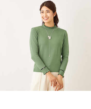 フリルハイネック ニット