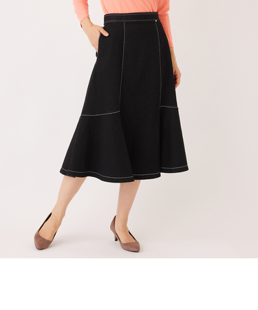 ブラックデニム フレアスカート