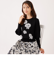 ラメフェザー モチーフニット