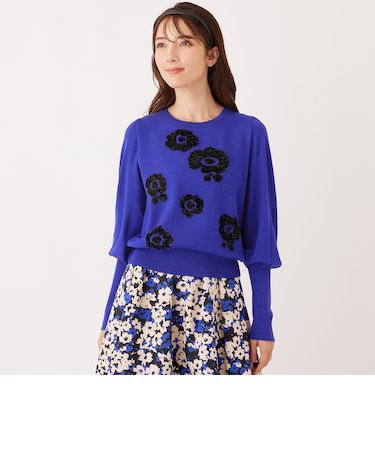 ラメフェザー モチーフニット