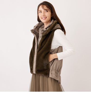 フェイクファー ドッキングジレ