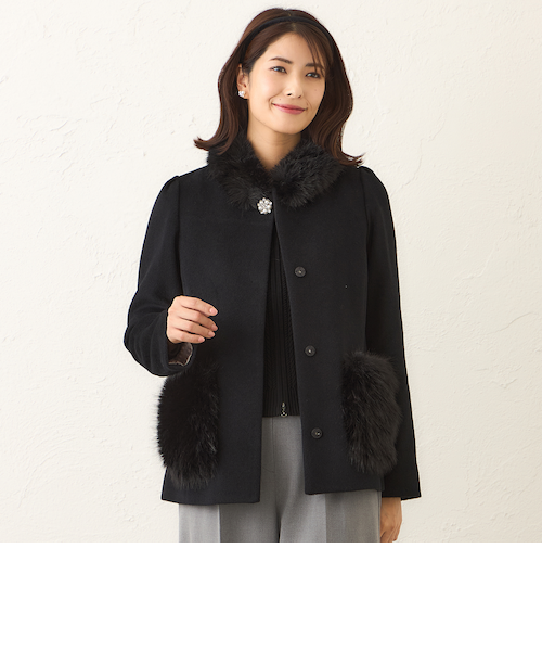 ファーコンビ アンゴラウールコート｜トゥービーシックの通販