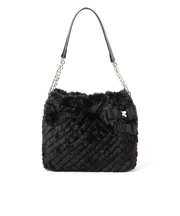 ダイヤ柄フェイクファー ショルダーバッグ