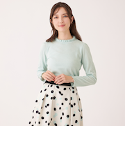 レーヨンモール フリルハイネックニット