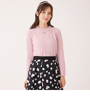 レーヨンモール フリルハイネックニット