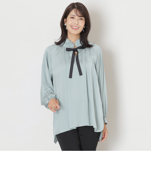 サテンリボンブラウス