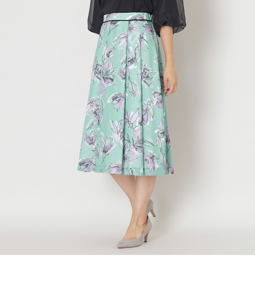 ペインティングフラワープリント スカート