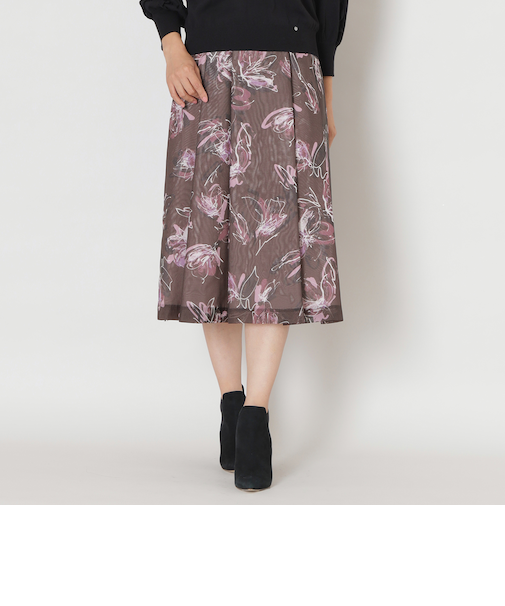ペインティングフラワープリント スカート