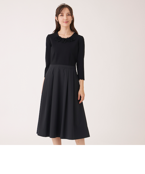 チュールブレード ニットワンピース