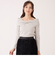 リボンオフタートル ニット