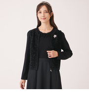 フェザー刺しゅう コンビカーディガン