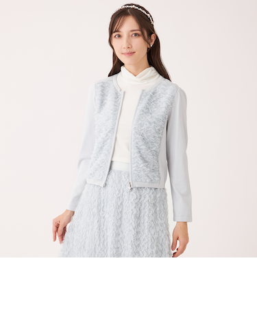 フェザー刺しゅう コンビカーディガン