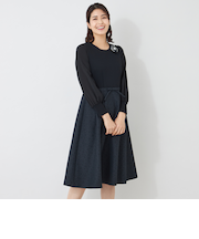 ふくれジャカード ニットコンビドレス