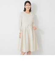 ふくれジャカード ニットコンビドレス