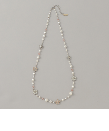 フラワービジューネックレス