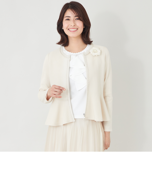 トゥービーシック 2way フリルニットジャケット ペプラム ベルスリーブ ペプラムフレア ニットジャケット｜トゥービーシックの通販｜&mall