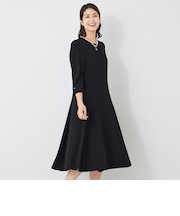 バックサテンパネルライン フレアワンピース