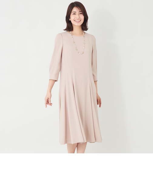 バックサテンパネルライン フレアワンピース