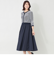 ニットタフタドッキング ワンピース