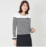 スパンコール ボーダーニット