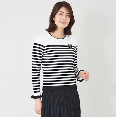 スパンコール ボーダーニット