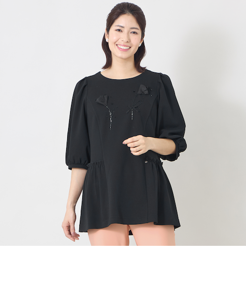 チューリップモチーフ ペプラムチュニック