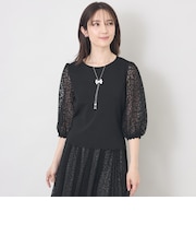 ジャカードレースコンビ ニットプルオーバー