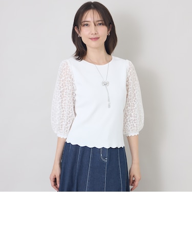 ジャカードレースコンビ ニットプルオーバー