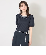 ビジュー＆ホットフィックス カットソー